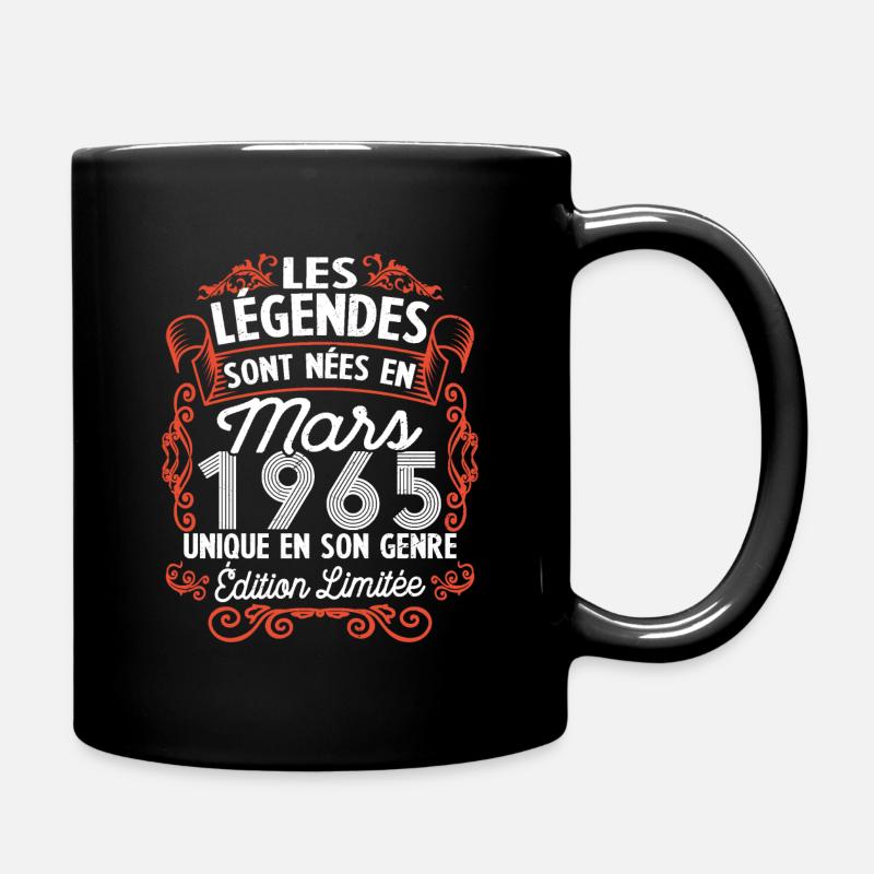 Vintage Flourish Cadeau Anniversaire Mars 1965 - Mug uni - noir