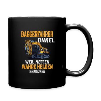 Baggerfahrer Onkel Spruch Bauarbeiter Geschenkidee - Tasse einfarbig - Schwarz - Rechts