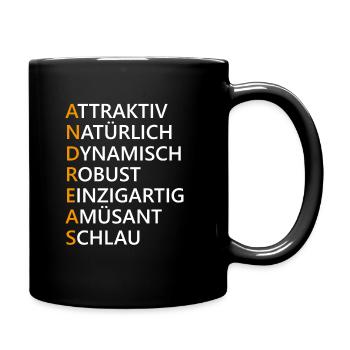 Andreas Name Geschenk - Tasse einfarbig - Schwarz - Rechts