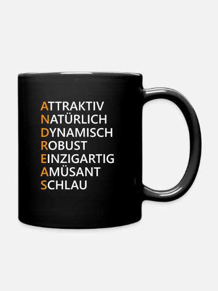 Andreas Name Geschenk - Tasse einfarbig - Schwarz