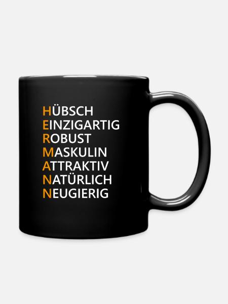 Hermann Name Geschenk - Tasse einfarbig - Schwarz