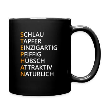 Stephan Name Geschenk - Tasse einfarbig - Schwarz - Rechts