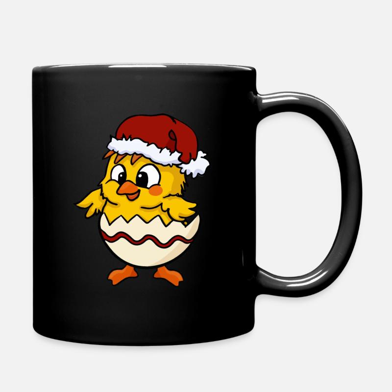 poussin de Pâques de Noël avec chapeau de Noël - Mug uni - noir