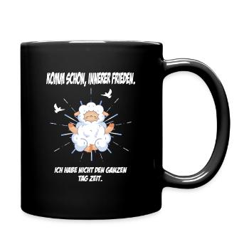 Komm schon innerer Frieden Schaf Friedenstaube - Tasse einfarbig - Schwarz - Rechts