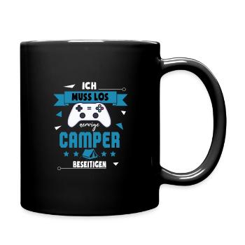 Gaming Camper | lustiges Gamer Zocker Geschenk - Tasse einfarbig - Schwarz - Rechts
