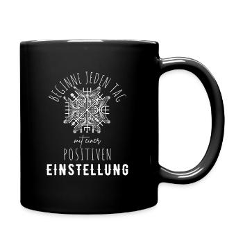 POSITIVE EINSTELLUNG MINDSET Motivation - Tasse einfarbig - Schwarz - Rechts