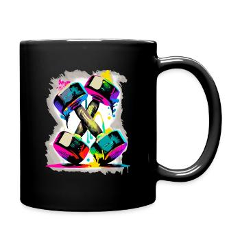 Haltères musculation - Mug uni - noir - Droite