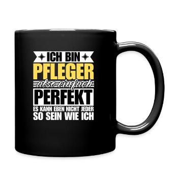 Perfekter Pfleger - Tasse einfarbig - Schwarz - Rechts