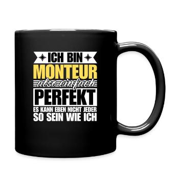 Perfekter Monteur - Tasse einfarbig - Schwarz - Rechts
