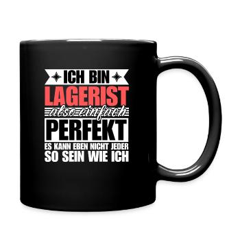 Perfekter Lagerist - Tasse einfarbig - Schwarz - Rechts