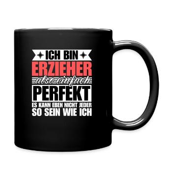 Perfekter Erzieher - Tasse einfarbig - Schwarz - Rechts