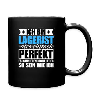 Perfekter Lagerist - Tasse einfarbig - Schwarz - Rechts