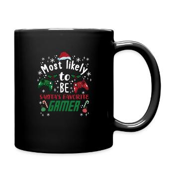 Christmas Xmas Gaming Santa's Favorite Gamer - Full Colour Mug - black - Right