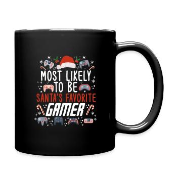 Christmas Xmas Gaming Santa's Favorite Gamer - Full Colour Mug - black - Right