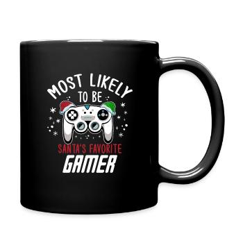 Christmas Xmas Gaming Santa's Favorite Gamer - Full Colour Mug - black - Right