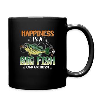 Angler Angeln Geschenkidee Happiness Is A Big Fish - Tasse einfarbig - Schwarz - Rechts