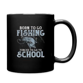 Angeln Né pour aller à la pêche Forcé d’aller à l’école - Mug uni - noir - Droite