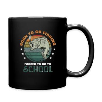 Angeln Né pour aller à la pêche Forcé d’aller à l’école - Mug uni - noir - Droite
