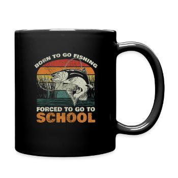 Angeln Né pour aller à la pêche Forcé d’aller à l’école - Mug uni - noir - Droite