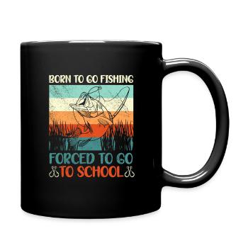 Angeln Né pour aller à la pêche Forcé d’aller à l’école - Mug uni - noir - Droite