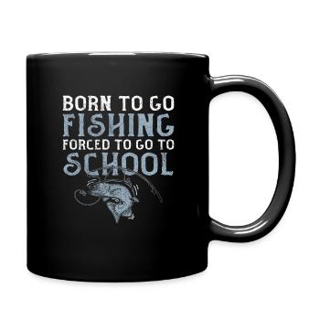Angeln Né pour aller à la pêche Forcé d’aller à l’école - Mug uni - noir - Droite