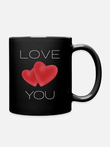 Love you Valentine's Day couple gift - Full Colour Mug - black