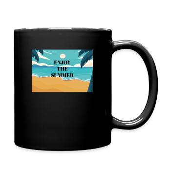 Genieße den Sommer - Tasse einfarbig - Schwarz - Rechts