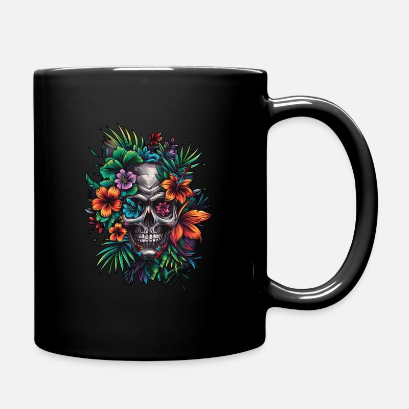 Crâne de fleur - Mug uni - noir