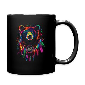 Ours avec attrape-rêves - Mug uni - noir - Droite