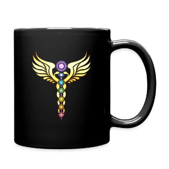 Chakra Caduceus Yoga Meditation - Tasse einfarbig - Schwarz - Rechts