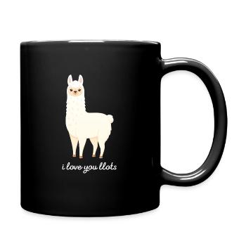 I Love You Llots - Cute Llama Alpaca - Full Colour Mug - black - Right