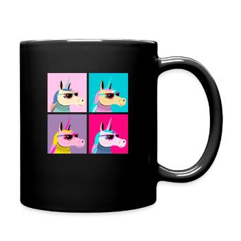 Pop Art Unicorn With Sunglasses - Mug uni - noir - Droite