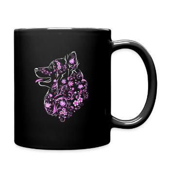 Flower Stickers Pink - Full Colour Mug - black - Right
