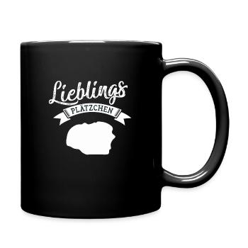 Lieblingsplätzchen Föhr - Tasse einfarbig - Schwarz - Rechts