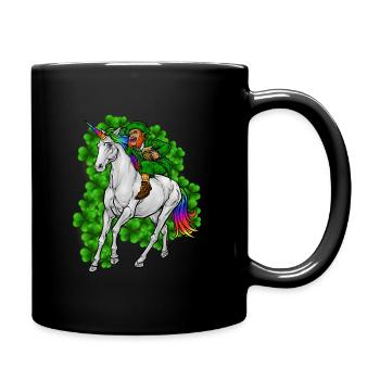 Leprechaun Reitet Einhorn Happy St. Patrick's Day - Tasse einfarbig - Schwarz - Rechts