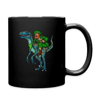 Leprechaun Reitet Velociraptor | St. Patrick's Day - Tasse einfarbig - Schwarz - Rechts