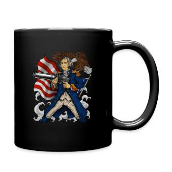 Patriotic Father Of Merica | Independence Day - Full Colour Mug - black - Right
