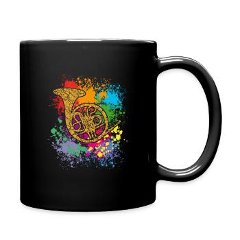 Horn - French Horn - Jagdhorn - Tasse einfarbig - Schwarz - Rechts