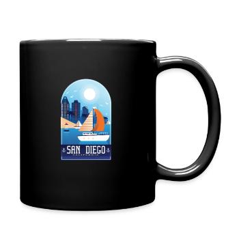 San Diego California Souvenir graphic, Sailboat - Full Colour Mug - black - Right