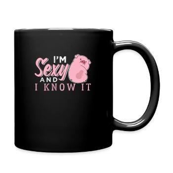 Schwein - Tasse einfarbig - Schwarz - Rechts