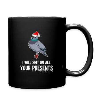 Merry Christmas Santa Pigeon Pet Bird Holiday Art - Full Colour Mug - black - Right