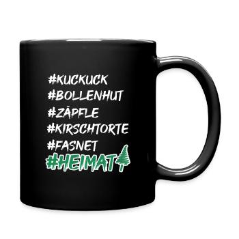 Schwarzwald Heimat Bollenhut Kuckuck T-Shirt - Tasse einfarbig - Schwarz - Rechts