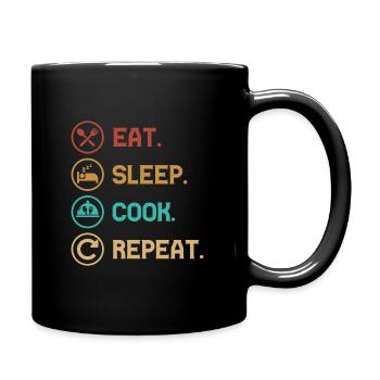 EAT SLEEP COOK REPEAT - Lifestyle/Theme/Motto - Full Colour Mug - black - Right