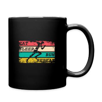 EAT SLEEP RUN REPEAT - Tasse einfarbig - Schwarz - Rechts