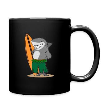 Surfender Hai - Tasse einfarbig - Schwarz - Rechts