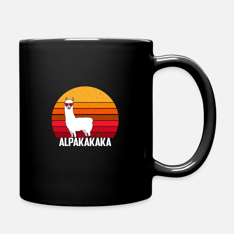 Sunset with alpaca - Full Colour Mug - black