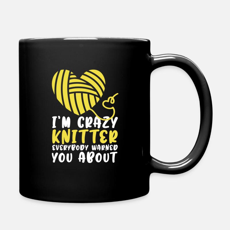 Crazy knitter - Full Colour Mug - black