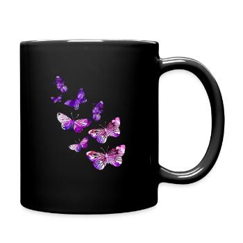 Beautiful butterfly girl purple - Full Colour Mug - black - Right