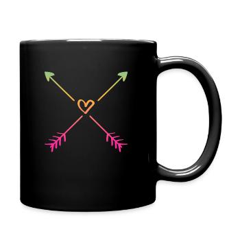 Colorful arrows with heart, Amor, love, Valentine's Day - Full Colour Mug - black - Right