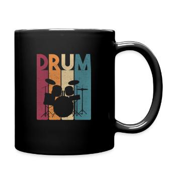 Drums Vintage Rock Music Retro Drummer - Full Colour Mug - black - Right
